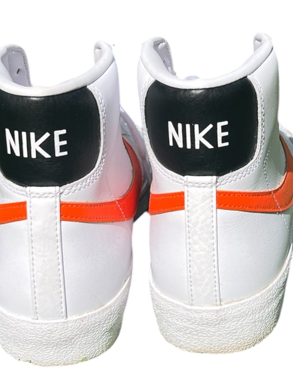 Women/Me Nike White High-Top Sneakers with Bright Orange Swoosh Men 8.5 Women 10 - Picture 2 of 4